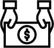 Hands holding money icon